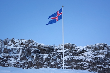 Rocks in Drekkingarhylur (the Drowning Pool) at Pingvellir National Park , South West Iceland.の写真素材