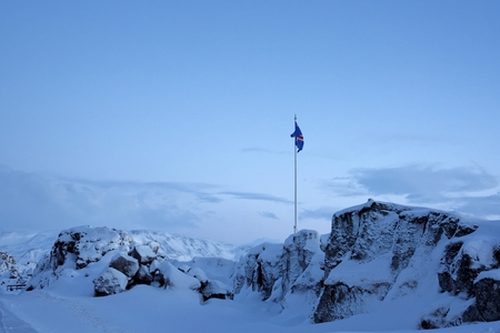Rocks in Drekkingarhylur (the Drowning Pool) at Pingvellir National Park , South West Iceland.の写真素材