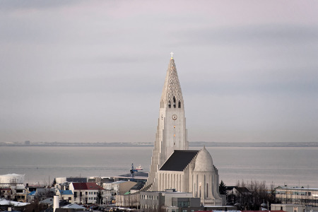 Hallgrimskirkja is a Lutheran (Church of Iceland) parish church in Reykjavik, Iceland.の写真素材