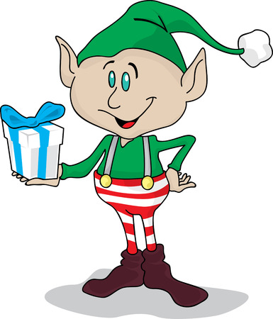 Elf with a gift boxのイラスト素材