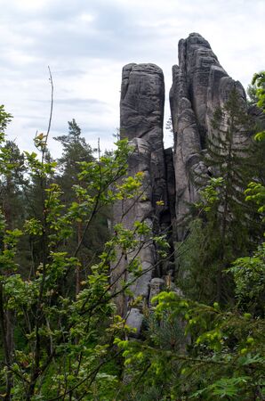The Prachov Rocks, rock formation in the Czech Republic approximately 5 kilometres west of Jicin. Since 1933, they have been a protected natural reserve.の写真素材