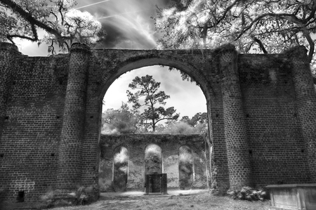 Old Sheldon Church Ruins Yemassee South Carolina Low Countryの写真素材