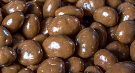 Stack of chocolate balls macro