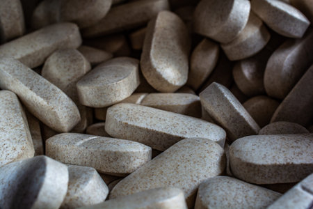 Stack of ashwagandha macro herbal tablets
