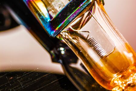 Macro car bulb orange with a particularly visible filamentの写真素材