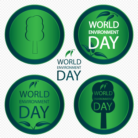 Leaves and trees on a green circle logo world environment dayのイラスト素材