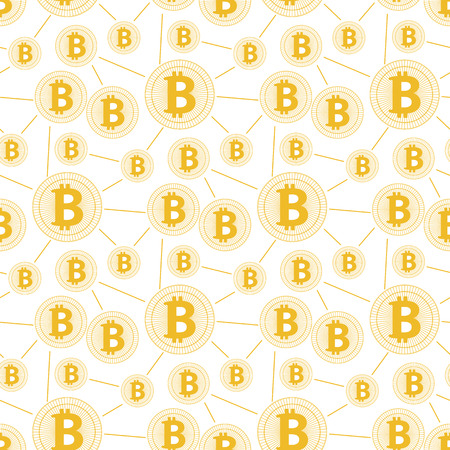 Gold bitcoin pattern cryptocurrency with linesのイラスト素材