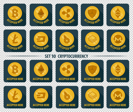 Set of 10 flat currency cryptocurrency iconのイラスト素材