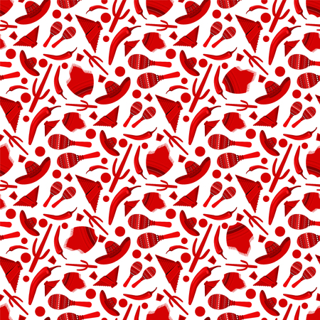 Traditional Mexican attributes seamless patternのイラスト素材