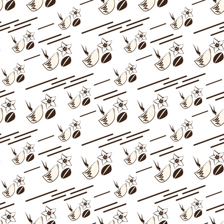 Seamless coffee pattern on a light backgroundのイラスト素材