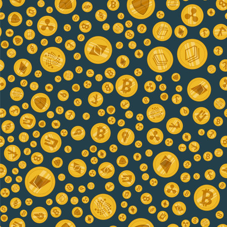Seamless pattern different cryptocurrency iconのイラスト素材