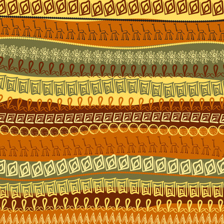 Hand-drawn abstract pattern in African style tribal backgroundのイラスト素材