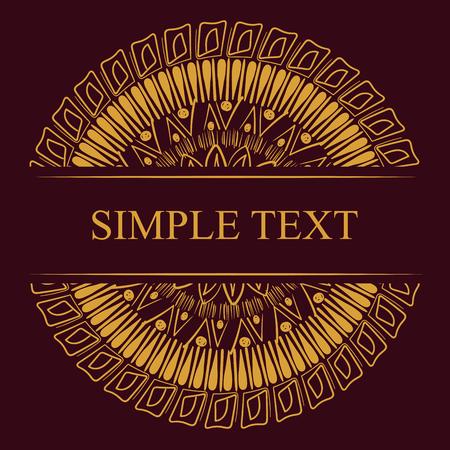 Gold Mandala pattern On a claret background for cards and business cardsのイラスト素材
