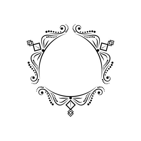 Black vintage three-sided classic contour elegant frameのイラスト素材