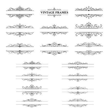 Black and white stripes frame with vintage elementsのイラスト素材