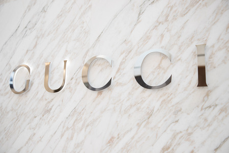 Philadelphia, Pennsylvania, May 19 2018: Gucci store. Gucci, an Italian fashion and leather goods brand, was founded by Guccio Gucci in Florence in 1921. Gucci has about 425 stores worldwideのeditorial素材