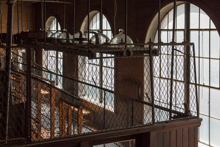 West Orange, New Jersey, September 19, 2018: Old books on the shelves in Thomas Edison National Historical Park preserves Thomas Edison's laboratoryのeditorial素材