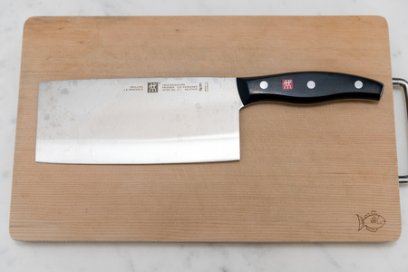 Princeton New Jersey - April 18, 2019: JA Henckels, Zwilling Twin Signature Cleaver, 7" on the table.のeditorial素材