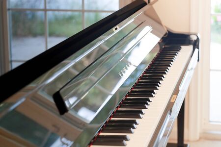 Princeton NJ-17 September 2019: Yamaha piano keyboard closeup-Imageのeditorial素材