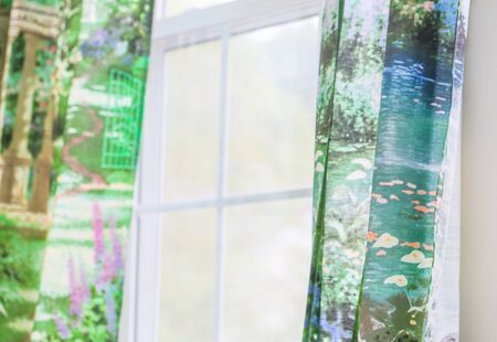 Curtain interior decoration in living room with sunlight - Imageの写真素材