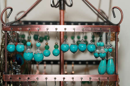 jewelry lot earrings set display woman accessories attration/selective focus-Imageの写真素材