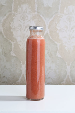 Watermelon juice  isolated on table on natural backgroundの写真素材