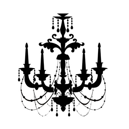 antique decorative chandelier silhouette isolated on whiteのイラスト素材