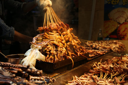 Chinese Chef making Iron Squidの写真素材