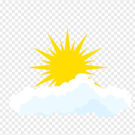 Flat sun and cloud Icon. Summer pictogram on transparent background.のイラスト素材