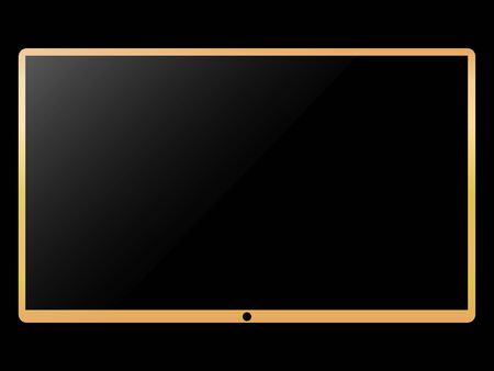 Realistic TV screen. Modern stylish lcd panel, led type. Large computer monitor display mockup. Blank television template. Graphic design element for catalog, web site, as mock up. Vector illustrationのイラスト素材