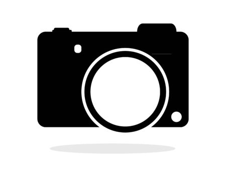 Camera icon, flat photo camera vector isolated. Modern simple snapshot photography sign. Photo internet concept.のイラスト素材