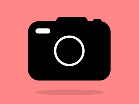 Camera icon, flat photo camera vector isolated. Modern simple snapshot photography sign. Photo internet concept.のイラスト素材