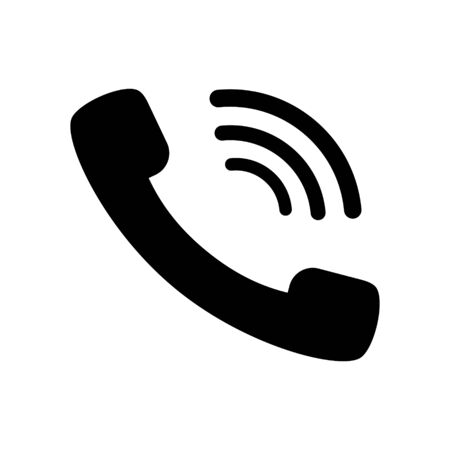 Black phone icon vector on white  background. Vector illustrationのイラスト素材
