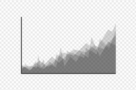 Success business symbol.Growth vector diagram with arrow going up. Grey vector icon isolated on transparent  background. Editable file.Bar Chart Vector Icon.Vector illustrationのイラスト素材