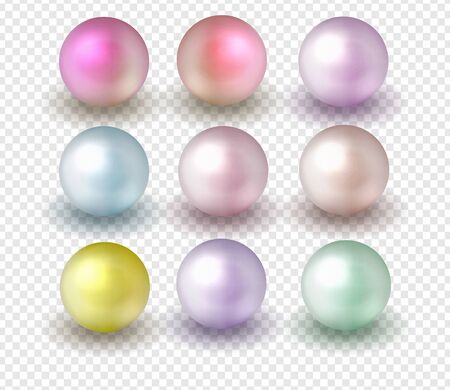 Pack nature ,sea pearl background with small and big white pearls . Vector illustrationのイラスト素材