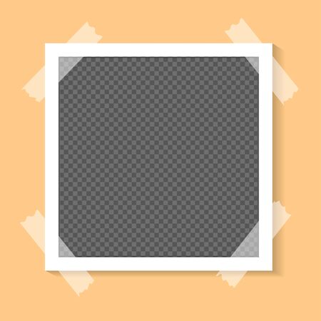 Black and white photo frame with shadows isolated on white background. Vector illustration - Vectorのイラスト素材