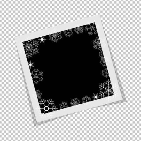 Black and white photo frame with shadows isolated on white background. Vector illustration - Vectorのイラスト素材