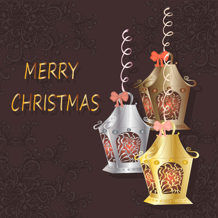 Beautiful Christmas card with lights. Vector, EPS10.のイラスト素材