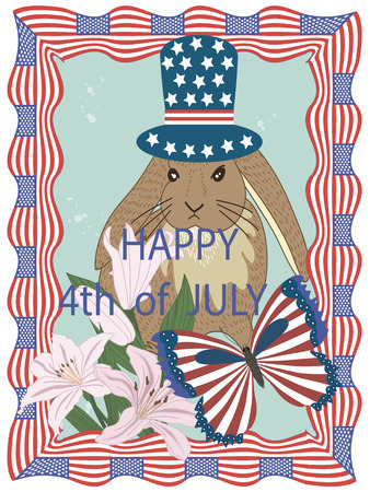Happy 4 th July greeting cardのイラスト素材