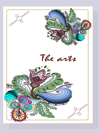 Abstract invitation card. Vector template poster with doodles for your design.のイラスト素材