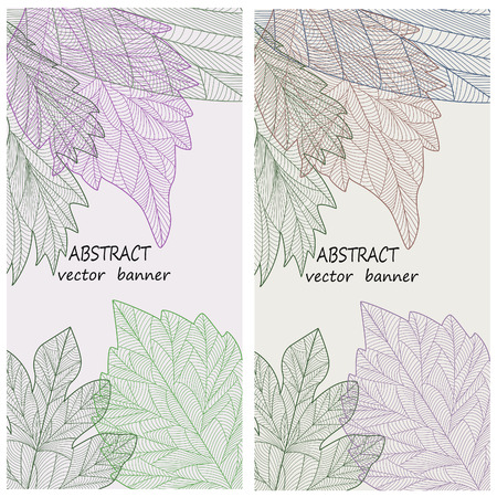 Collection of vertical banners wits leaves. Abstract vector illustrationのイラスト素材