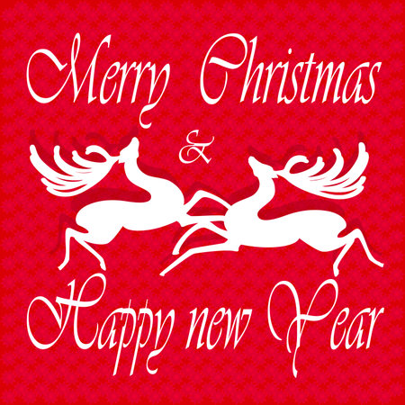 Beautiful Christmas card with reindeer and Christmas decorations. Vector, EPS10.のイラスト素材