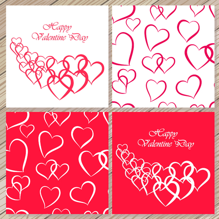 Set abstract seamless pattern and background with heart Valentines Day. Vector illustrationのイラスト素材