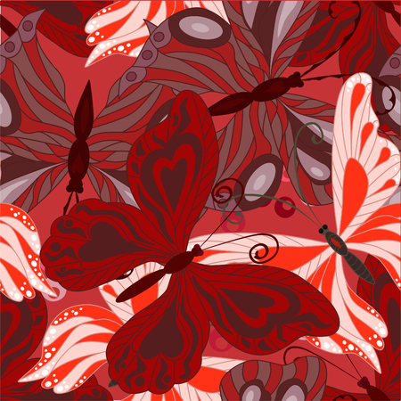Seamless pattern with colorful butterflies. Vector illustration, のイラスト素材