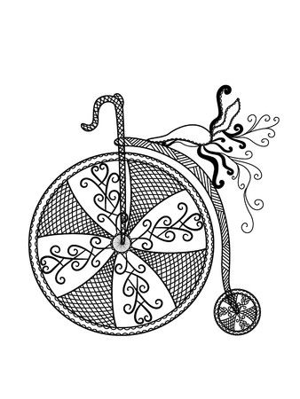 Silhouette vintage bicycle on white background. Vector.のイラスト素材