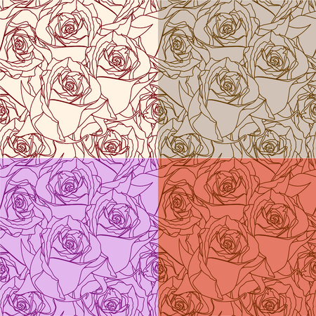 Set of colorful patterns with roses. Vector. EPS 10のイラスト素材