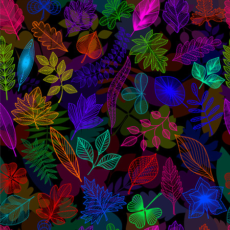 Seamless pattern with colored leaves. Vector, EPS 10.のイラスト素材