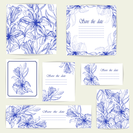 Lily flowers, design elements. Can be used for birthday, valentines day, mothers day, wedding cards, invitations, greetings. Vector illustration. EPS 10のイラスト素材