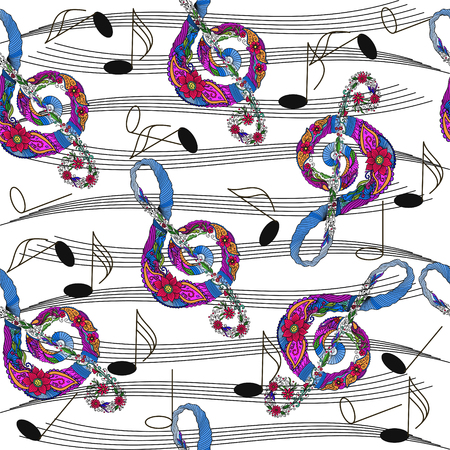 Seamless pattern with abstract music notes. Vector illustration. EPS 10のイラスト素材