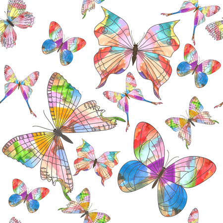 Beautiful seamless pattern with butterflies. Vector illustration, EPS 10のイラスト素材